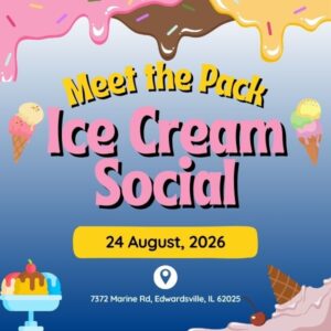 Image Text: Meet the Pack Ice Cream Social Monday August 24th, 2026